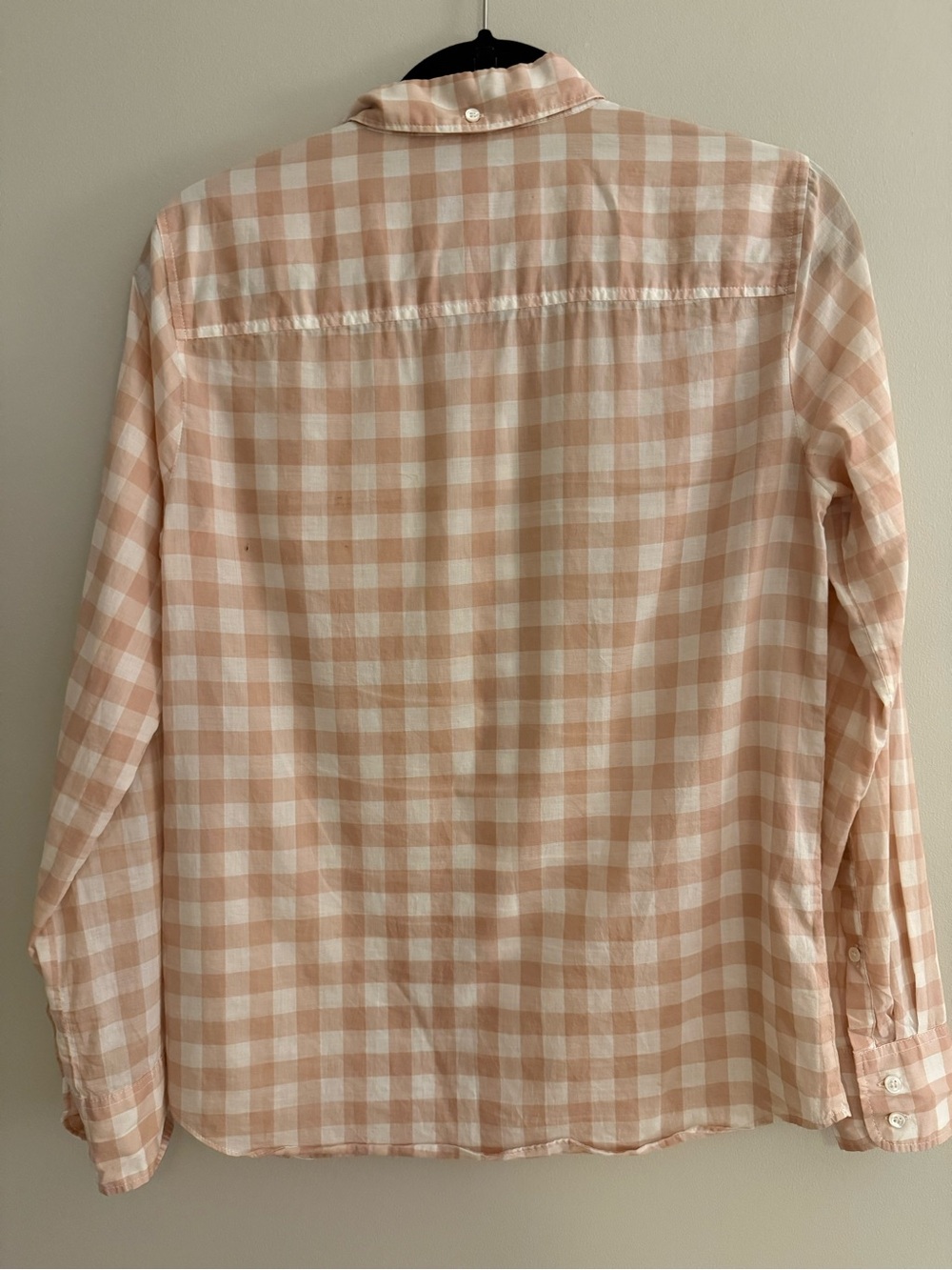J. Crew Peach and White Gingham Button-Up Shirt - Picture 3 of 5